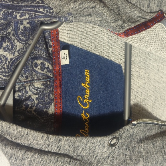 Robert Graham Size Large Hooded 1/2 Zip Hoodie - Picture 2 of 7